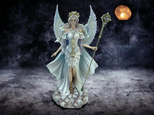 Majestic Handcrafted Angel Statue - Elegant Resin Sculpture for Spiritual Home Decor, Guardian Angel Figurine, Serenity and Peace Ornament-OsirisTradingUK