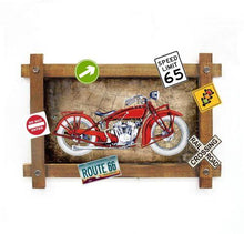 Load image into Gallery viewer, Vintage Red Motorcycle Metal Sign | Americana Wall Art Route 66 Plaque 59 x 40 cm
