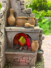 Laden Sie das Bild in den Galerie-Viewer, Spanish Outdoor Kitchen Figurine | LED Lit Décor | Rustic Mediterranean Scene | Homely Miniature | 13x7cm-OsirisTradingUK
