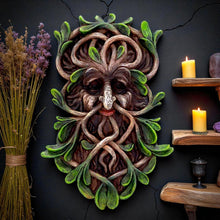 Load image into Gallery viewer, Mystical Forest Green Man Guardian Tree Spirit Wall Plaque Wiccan Pagan Art
