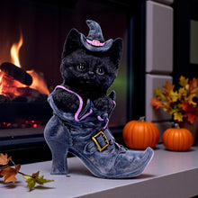 Load image into Gallery viewer, Mischievous Familiar Black Cat Figurine Witch Shoe Ornament Gothic Wiccan Decor
