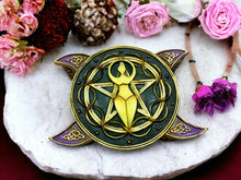 Load image into Gallery viewer, Goddess Triple Moon Pentacle Box - Handcrafted Resin Celtic Jewelry Storage, Wiccan Altar Box, Spiritual Decor-OsirisTradingUK
