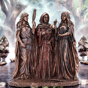 The Three Fates of Destiny Bronze Figurine 19cm – Mythological Resin Ornament