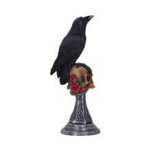 Load image into Gallery viewer, Raven on Skull Gothic Figurine Celtic Rose Base Ornament Occult Horror Statue
