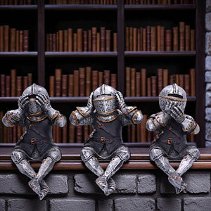 Medieval Knight Figures Shelf Sitters Set Gothic See No, Hear No, Speak No Evil
