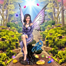 Load image into Gallery viewer, Enchanted Fairy with Dragon Figurine Gothic Mythical Sculpture Fantasy Ornament Collectible
