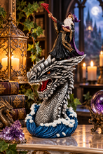 Laden Sie das Bild in den Galerie-Viewer, Wizard &amp; Dragon Head Figurine Sorcerer Fantasy Gothic Statue Ornament 24.5cm
