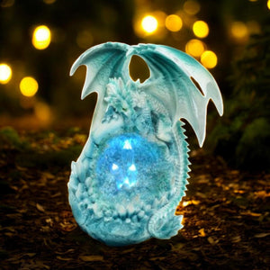 Icy Dragon Geode Light-Up Ornament - Hand-Painted Resin Crystal Cave Decor, Battery Operated