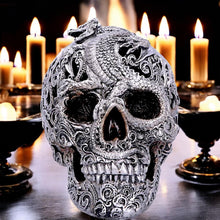 Laden Sie das Bild in den Galerie-Viewer, Dragon Skull Gothic Ornament Silver Figurine Collectible Fantasy Home Decor Gift
