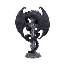 Laden Sie das Bild in den Galerie-Viewer, Anne Stokes Gothic Guardian Dragon Cross Candle Holder 26.5cm - Gothic Decor
