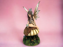Load image into Gallery viewer, Whimsical Woodland Fairy Statue on Toadstool - Enchanted Forest Resin Figurine, Nature-Inspired Decor
