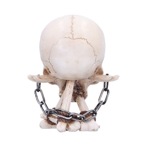 Gothic Viking Nordic Rune Skull Ornament with Bone & Chain Decor Horror Statue