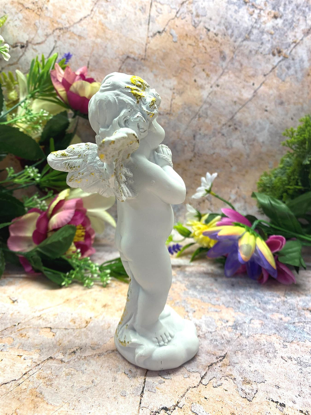 Guardian Angel Cherub Ornament | Resin Sculpture | Divine Home Decor | Ethereal Presence | Spiritual Accent Piece | 17x8 cm |