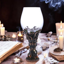 Load image into Gallery viewer, Spirit of the Forest Goblet Ancient Green Man Chalice Pagan Glass Wiccan Decor
