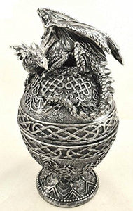 Coffret Dragon complexe | Contenant de rangement fantaisie en résine de 16 cm | Motif dragon à nœuds celtiques