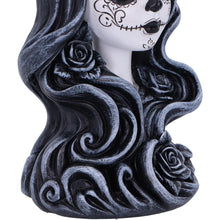 Load image into Gallery viewer, Gothic Backflow Incense Burner Day of the Dead Lady Skull Holder Halloween Art
