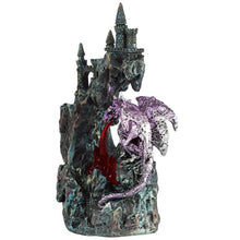 Laden Sie das Bild in den Galerie-Viewer, Light-Up Castle Dragon Statue - Purple Guardian Figurine Gothic Decor LED Ornament
