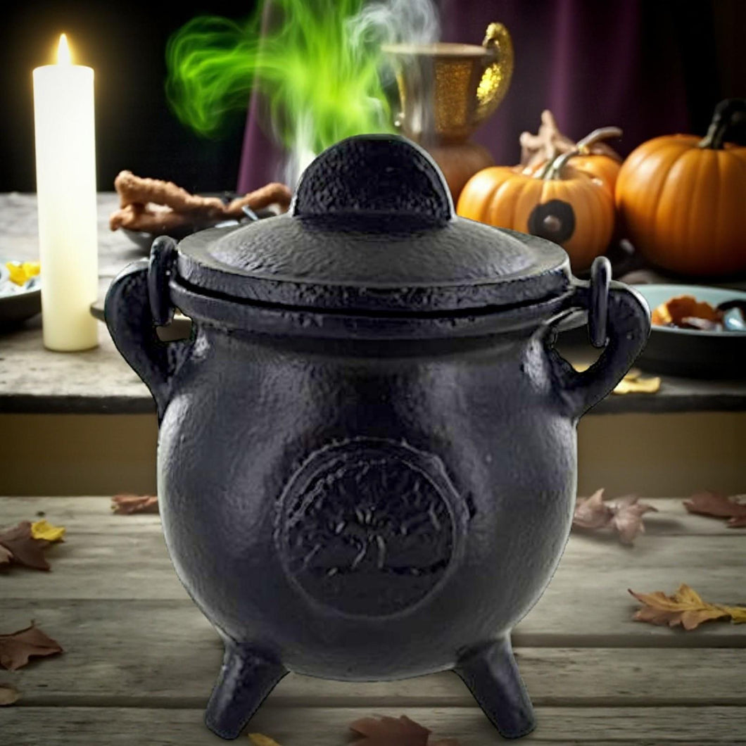 Cast Iron Tree of Life Cauldron Wiccan Altar Tool Pagan Witchcraft Ritual Burner