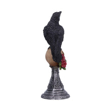 Load image into Gallery viewer, Raven on Skull Gothic Figurine Celtic Rose Base Ornament Occult Horror Statue
