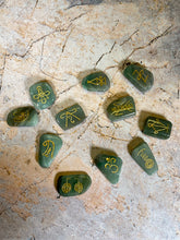 Load image into Gallery viewer, Set of 11 Aventurine Reiki Stones | Engraved Healing Crystals | 3-4cm Gemstones | Osiris Embroidered Velvet Pouch Included-OsirisTradingUK

