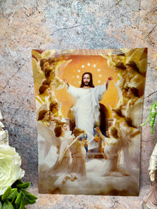 3D Holographic Poster 35x25cm - Risen Jesus with Angels - Self-Adhesive Lenticular Religious Decor-OsirisTradingUK