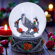 Load image into Gallery viewer, Dark Romance Raven Snow Globe Gothic Rose Ornament Alternative Decor
