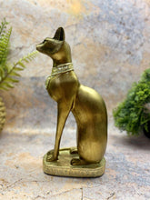 Load image into Gallery viewer, Elegant Egyptian Bastet Cat Statue, 24cm Golden Resin Figurine, Bast Goddess of Protection, Luxurious Ancient Egypt Decor, Symbolic Home Ornament-OsirisTradingUK
