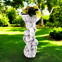 Charger l&#39;image dans la galerie, Stone Effect Cherub Garden Statue - Angel Bird Bath, Feeder or Elegant Jardiniere
