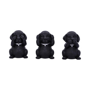 Black Labrador Puppies Three Wise Dog Figurines Pet Decor See No Evil ornament