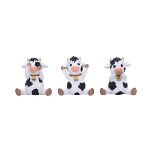 Three Wise Cows Figurine Set See No Hear No Speak No Evil Farm Yard Ornaments