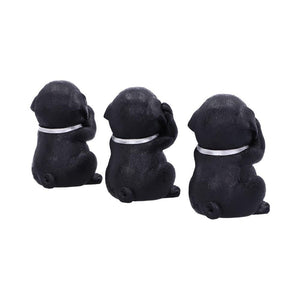 Black Labrador Puppies Three Wise Dog Figurines Pet Decor See No Evil ornament