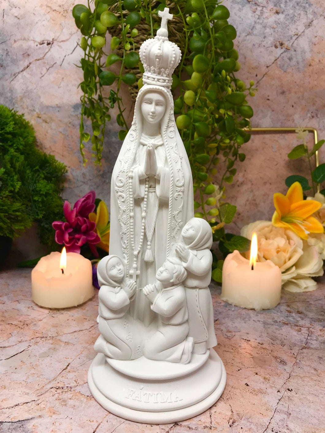 Osiris Trading UK Blessed Virgin Mary Our Lady of Fatima Statue Ornament Resin Figurine Religious Sculpture-OsirisTradingUK