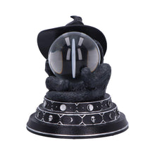Load image into Gallery viewer, Witch&#39;s Familiar Cat Figurine Crystal Ball Gothic Wiccan Ornament Pagan Occult Art
