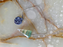 Load image into Gallery viewer, Fluorite Crystal Pendulum with Celestial Moon Charm - Guiding Star Divination Pendulum, Spiritual Dowsing Tool, Intuitive Healing Chain
