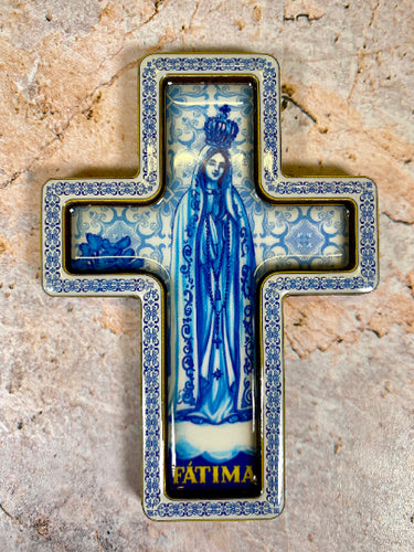 Pair of Ceramic "Our Lady of Fatima" Fridge Magnets | Spiritual Kitchen Decor | 9.5 x 6.8 cm | Faithful Home Accessory-OsirisTradingUK
