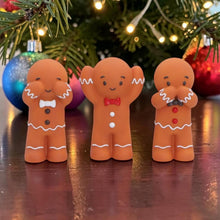Load image into Gallery viewer, Gingerbread Three Wise Statues 9cm See Hear Speak No Evil Xmas Table Decorations
