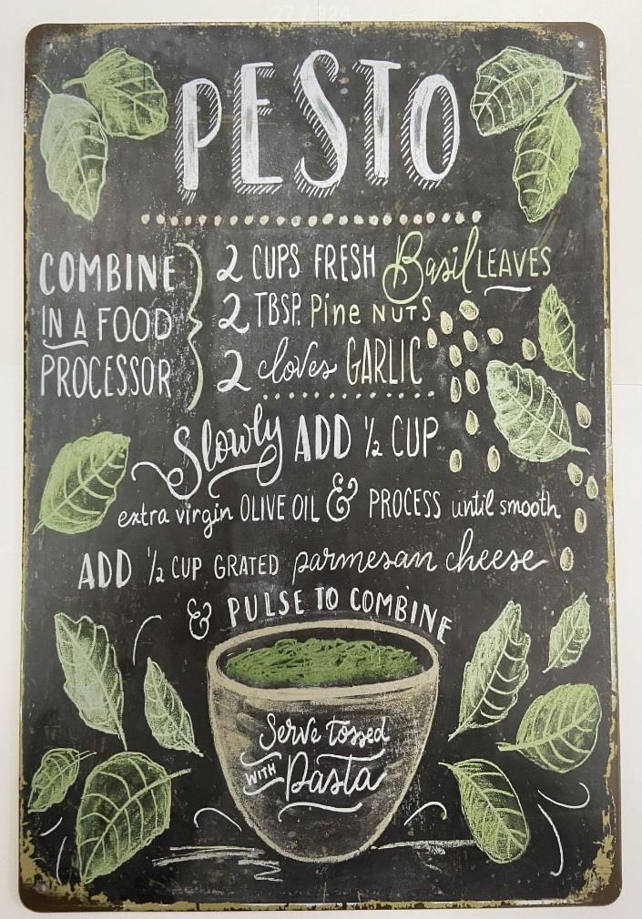 Rustic Vintage Inspired Pesto Recipe Metal Sign A Taste of Old-World Flavours House Warming Gift