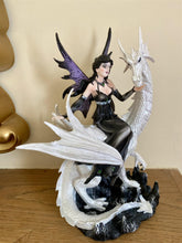 Laden Sie das Bild in den Galerie-Viewer, Enchantress &amp; Dragon Figurine - Mystical Gothic Fairy with White Dragon Statue | Fantasy Resin Art | Collector&#39;s Magic Decor Piece-OsirisTradingUK
