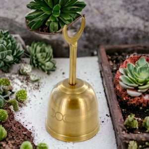 Brass Altar Bell with Triple Moon Engraving - Wiccan Ritual Tool - Spiritual, Harmonic Decor - Pagan Altar Accessory