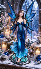 Charger l'image dans la galerie, Midnight Blue Crystal Fairy Figurine 46cm Gothic Fantasy Statue Ornament Decor
