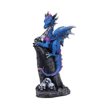 Load image into Gallery viewer, Gothic Fantasy Protector Dragon On Pillar &amp; Skulls Ornament Mythical Art Statue

