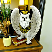 Load image into Gallery viewer, Majestic Owl with Crown Figurine Gothic Fantasy Sculpture Spell Book Ornament
