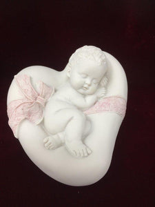 Beautiful Peaceful Baby Resting on Heart Angel Cherub Ornament A Present for Expecting Couples-OsirisTradingUK