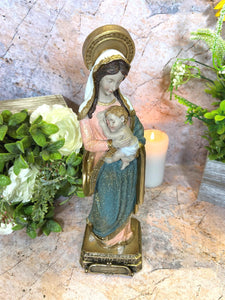 Religious Resin Statue of Virgin Mary with Infant Jesus - Mother's Love - 30 x 9.5 cm - Spiritual Decor, Symbol of Faith-OsirisTradingUK