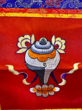 Load image into Gallery viewer, Tibetan Conch Shell Wall Banner, Authentic Brocade Silk &amp; Cotton Hanging, Spiritual Meditation Decor, Sacred Symbol Art, 27x41cm-OsirisTradingUK
