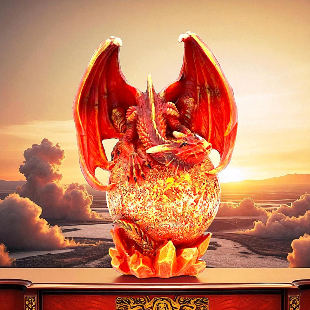 Gothic Planet Dragons Venus Figurine Red Fire Fantasy Statue Astrology Ornament Gift