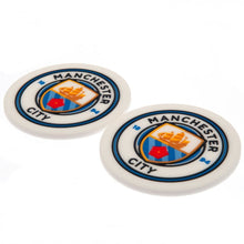 Load image into Gallery viewer, Official Manchester City Silicone Coasters – Set of 2 Non-Slip Football Merchandise
