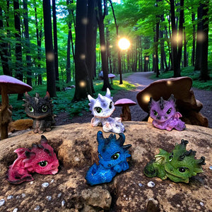 Cute Dragon Figurine Set of 6 Colourful Mini Dragons Fantasy Mythical Creatures