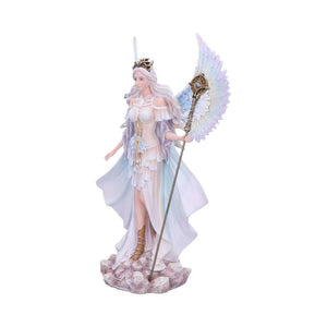Spiritual Angel Figurine Elegant Celestial Ornament with Staff Enchanted Statue Decor