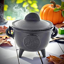 Load image into Gallery viewer, Cast Iron Tree of Life Cauldron Wiccan Altar Tool Pagan Witchcraft Ritual Burner
